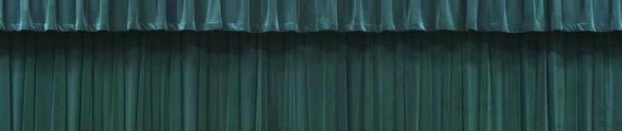 Green stage curtains